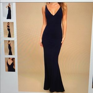 Lulus navy blue sleeveless maxi dress